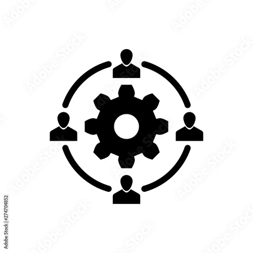 Black Outsourcing concept icon isolated on white background. Cooperation sign. Idea of teamwork and investment. Vector Illustration