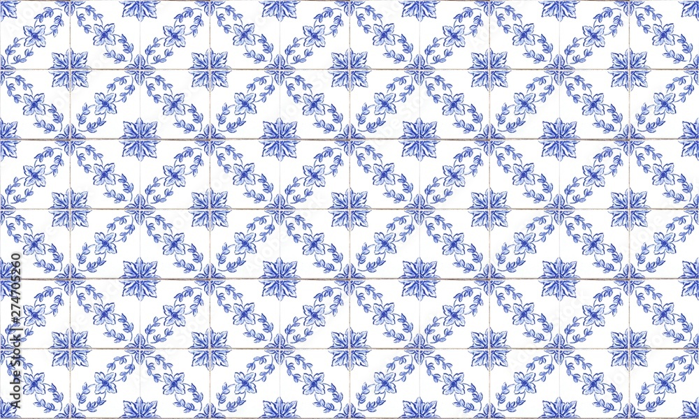 Seamless Portugal or Spain Azulejo Wall Tile Background. High Resolution. Seamless Portugal or Spain Azulejo Wall Tile Background. High Resolution.
