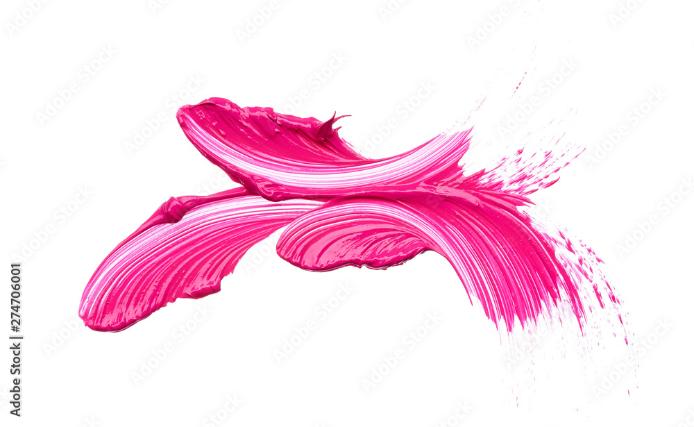 Fototapeta premium Pink strokes and texture mascara or acrylic on a white background