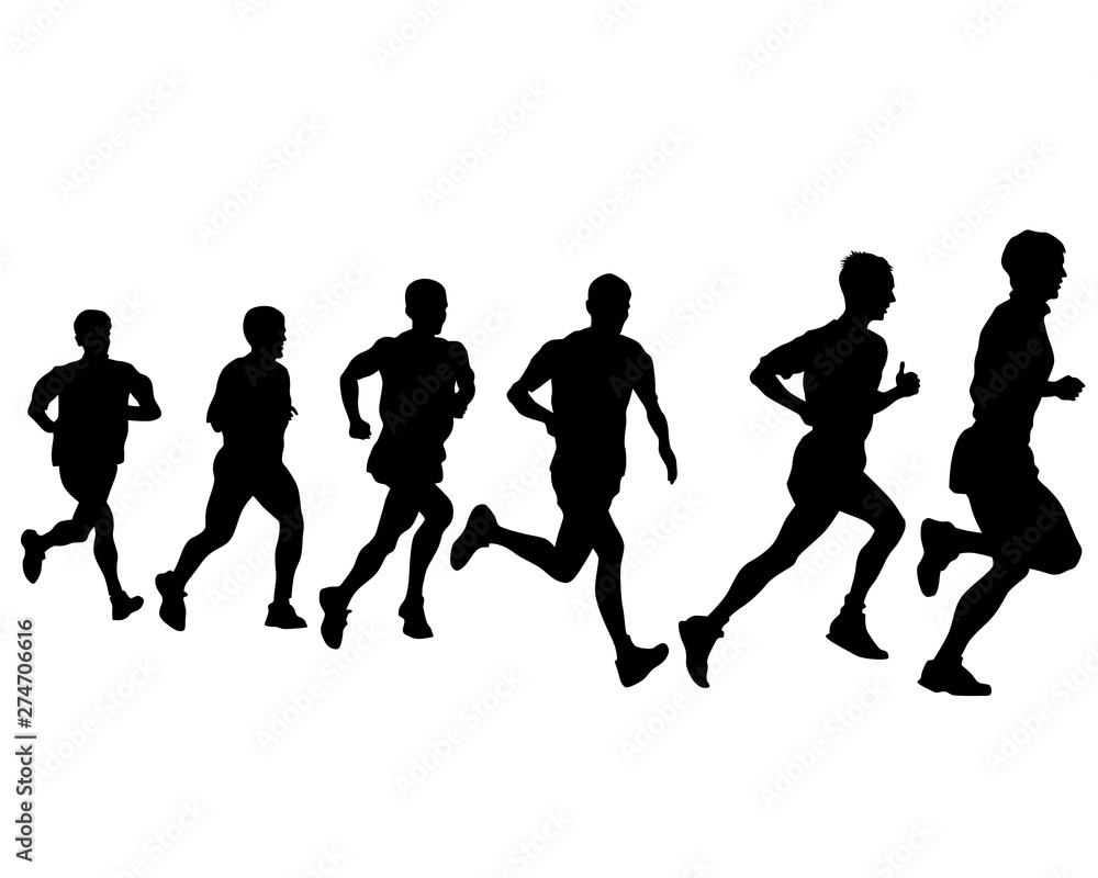 People athletes on running race on white background