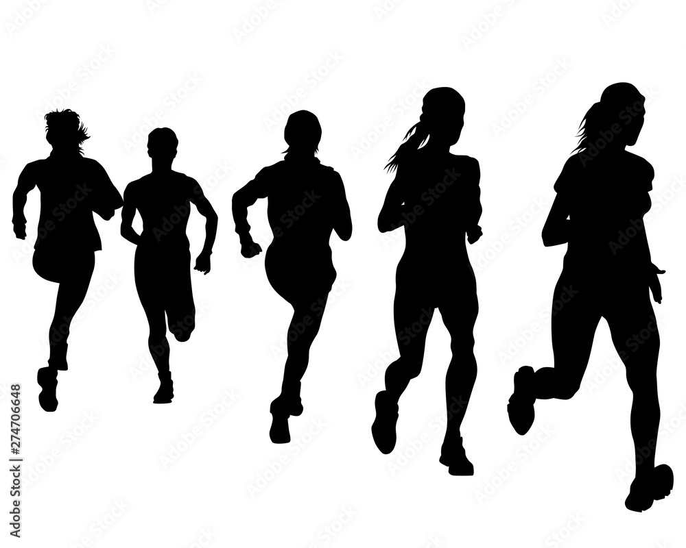 People athletes on running race on white background People athletes on running race on white background