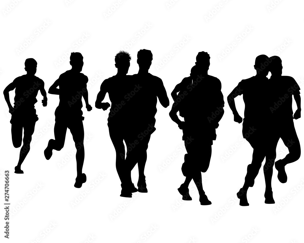 People athletes on running race on white background