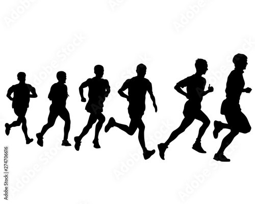 People athletes on running race on white background