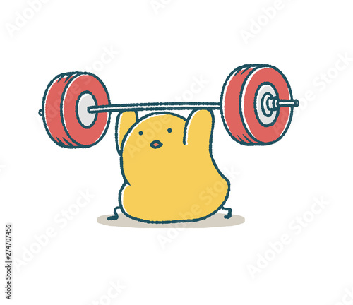 ゆるいひよこのウエイトリフティング Stock イラスト Adobe Stock