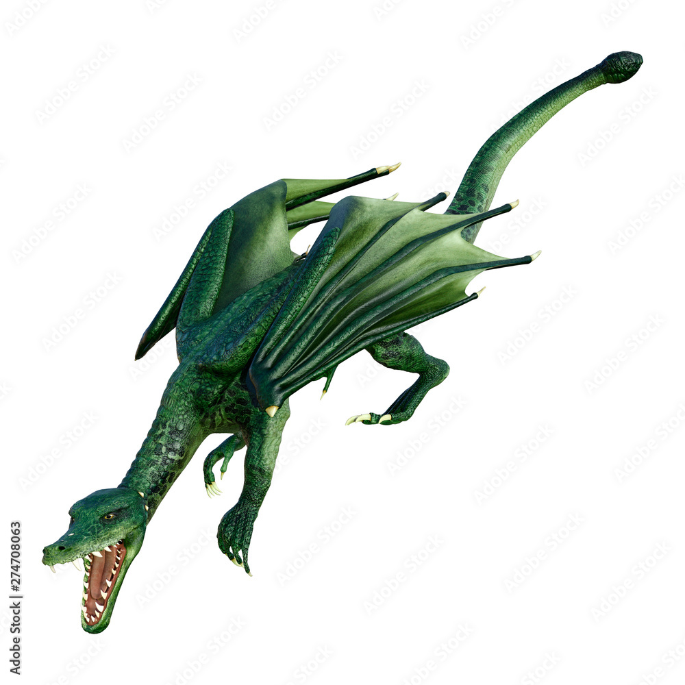 Fototapeta premium 3D Rendering Fairy Tale Dragon on White