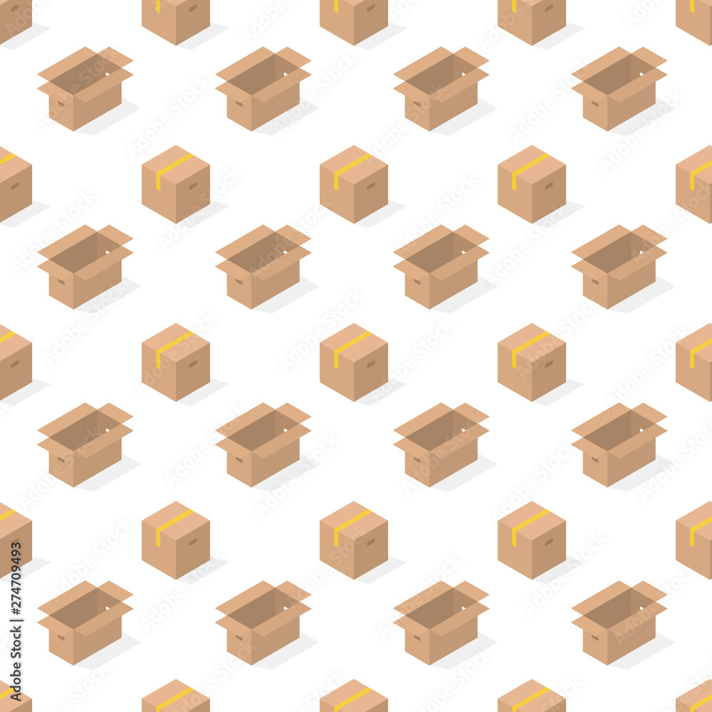 Seamless background from a set of cardboard boxes, vector illustration. Seamless background from a set of cardboard boxes, vector illustration.