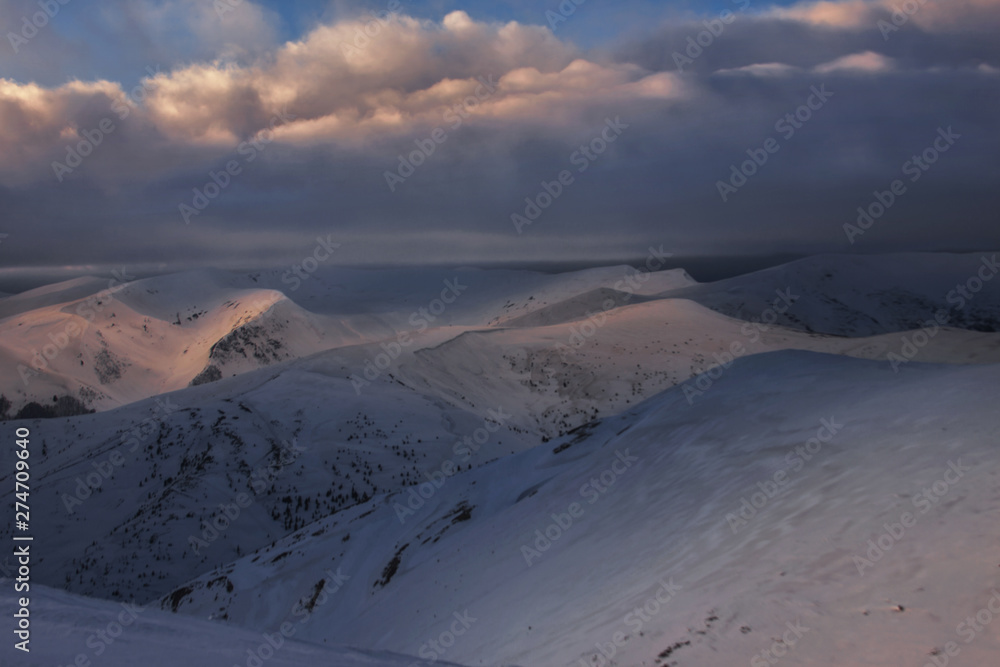 Late evening in the Carpathian mountains in Ukraine Late evening in the Carpathian mountains in Ukraine