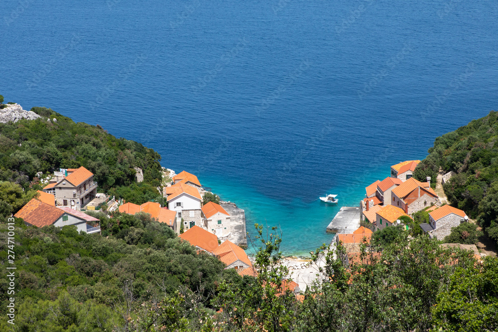 Small picturesque village Lucica on island Lastovo in Croatia, Mediterranean landscape