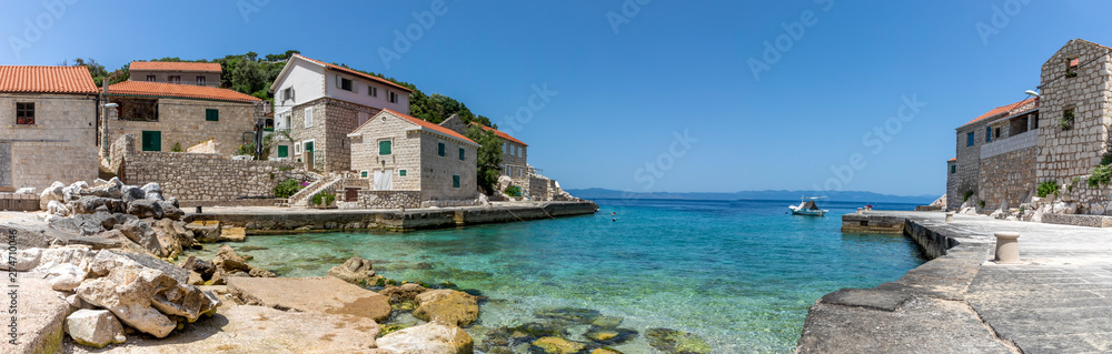 Small picturesque village Lucica on island Lastovo in Croatia, Mediterranean landscape