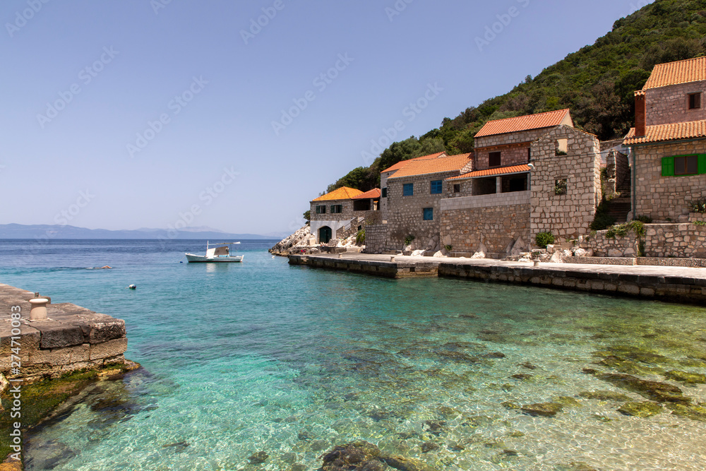Small picturesque village Lucica on island Lastovo in Croatia, Mediterranean landscape