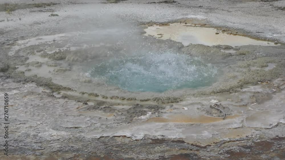 Hot water geyser in Yellowstone, Wyoming USA Hot water geyser in Yellowstone, Wyoming USA