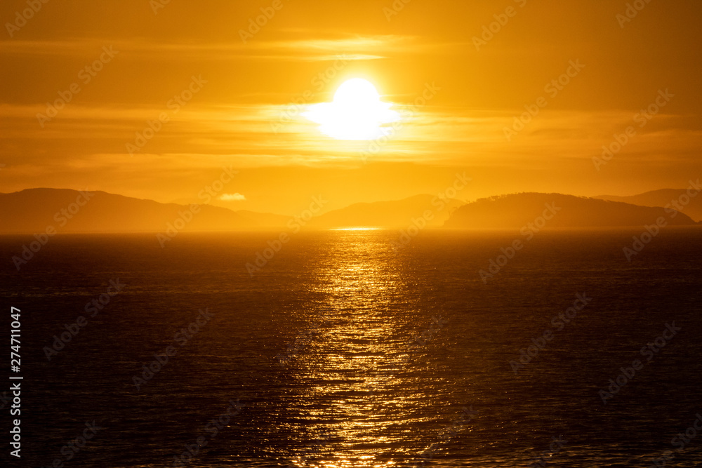 Beginning of Sunset over the Sea