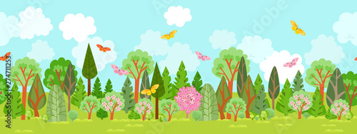idealistic seamless border with rural landscape for your design