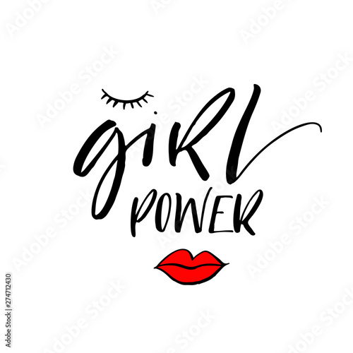 Girl power phrase. Modern vector brush calligraphy. Ink illustration with hand-drawn lettering. 