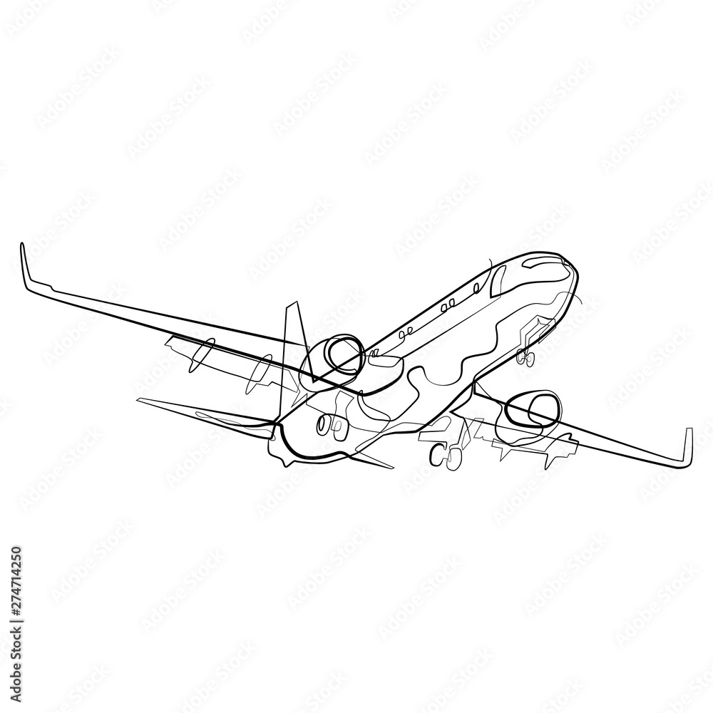 Airplane one line drawing. Continuous line Airline Vector Logo Airplane one line drawing. Continuous line Airline Vector Logo