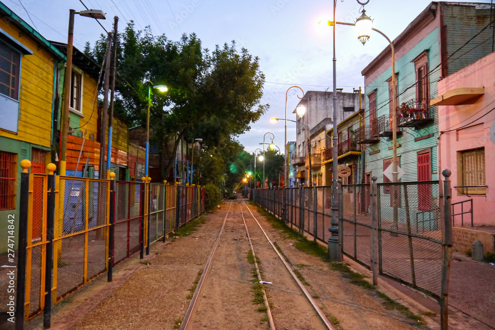 Colorful street in Boca district of Buenos Aires in Argentina