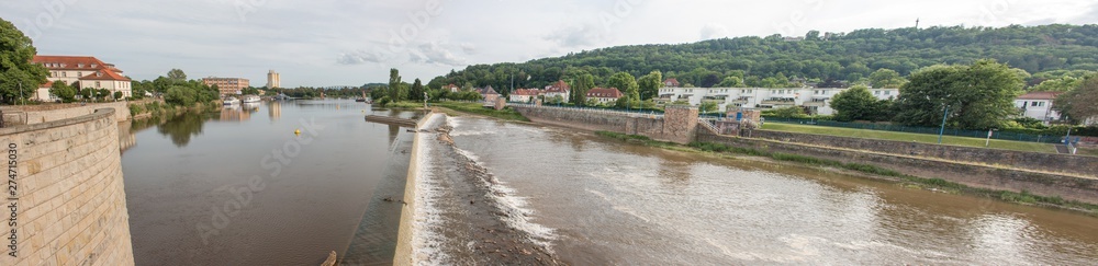 River Weser from the Münster bridge (Münsterbrücke) Hameln Lower Saxony (Niedersachsen) River Weser from the Münster bridge (Münsterbrücke) Hameln Lower Saxony (Niedersachsen)