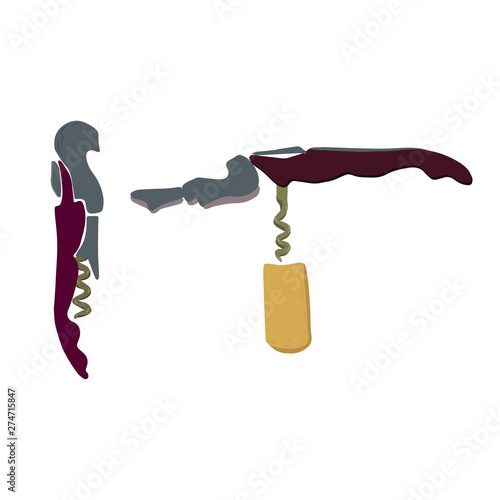 Hand drawn corkscrew illustration