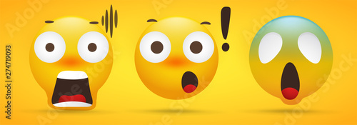 Emoji collection that shows extreme shock in yellow background