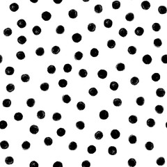Acrylglasbilder Polka-Dot-Muster Schwarze Tintenpunkte handgemalt nahtlos  © Sini4ka