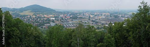 Panoramic view of Koprivnice from from the look-out on the summit of Bila hora in Beskydy in Czech republic