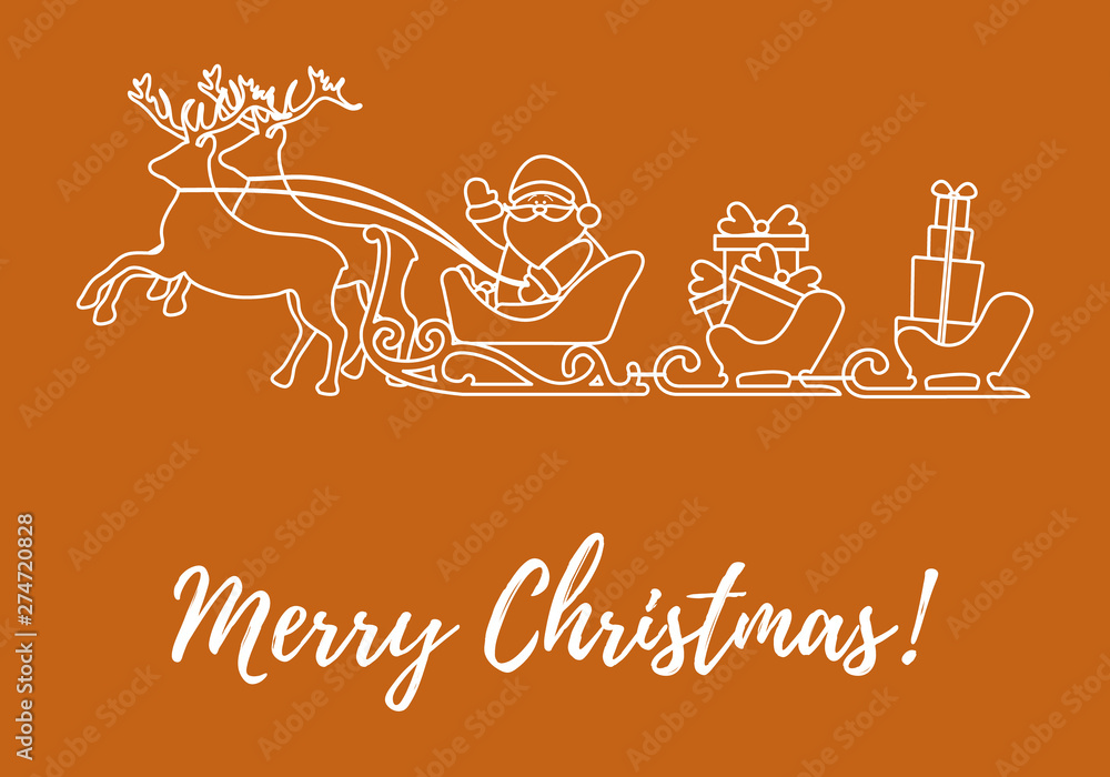 Santa Claus with Christmas presents in sleighs with reindeers. New Year and Christmas illustration. Santa Claus with Christmas presents in sleighs with reindeers. New Year and Christmas illustration.