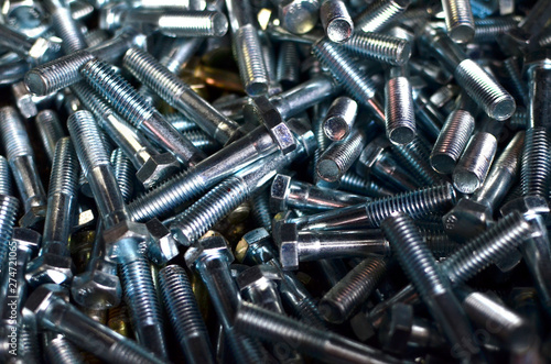 Background of screw bolts, Internal screw, bolts closeup, many screws. Factory equipment and Industrial concept - Image