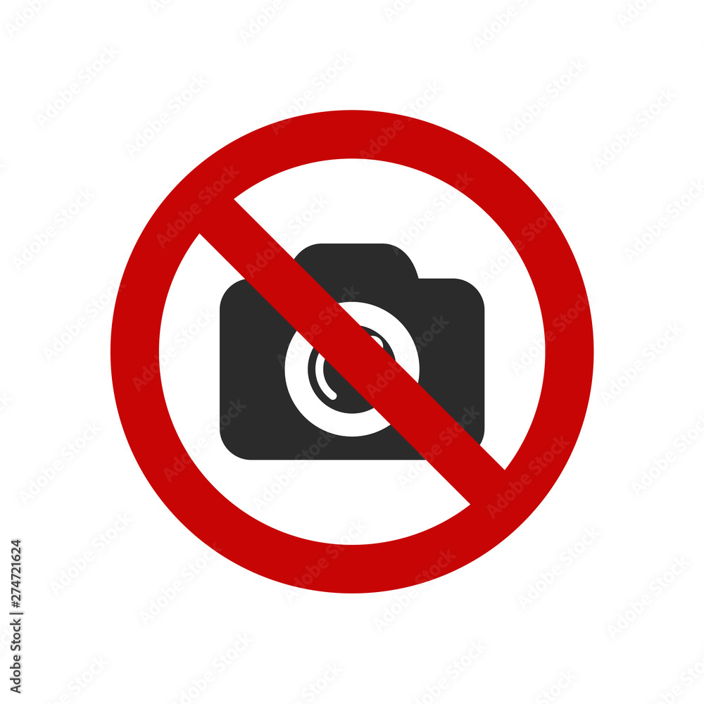 No cameras allowed icon template black color editable. No taking pictures symbol Flat vector sign isolated on white background. Simple logo vector illustration for graphic and web design. No cameras allowed icon template black color editable. No taking pictures symbol Flat vector sign isolated on white background. Simple logo vector illustration for graphic and web design.