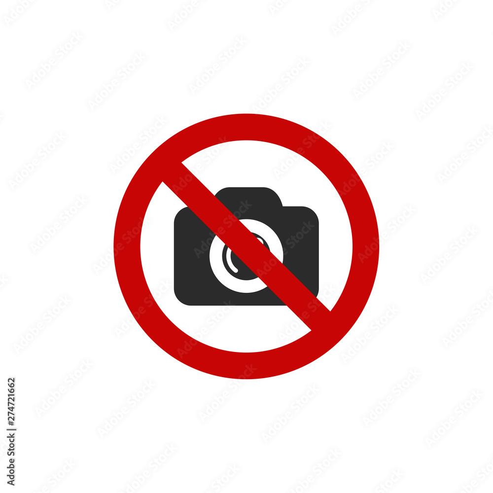 No cameras allowed icon template black color editable. No taking pictures symbol Flat vector sign isolated on white background. Simple logo vector illustration for graphic and web design. No cameras allowed icon template black color editable. No taking pictures symbol Flat vector sign isolated on white background. Simple logo vector illustration for graphic and web design.