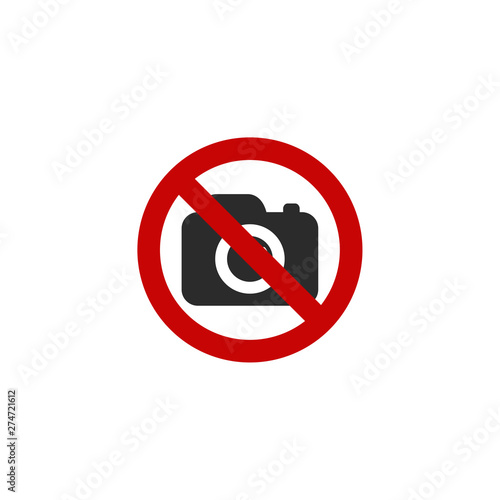 No cameras allowed icon template black color editable. No taking pictures symbol Flat vector sign isolated on white background. Simple logo vector illustration for graphic and web design.