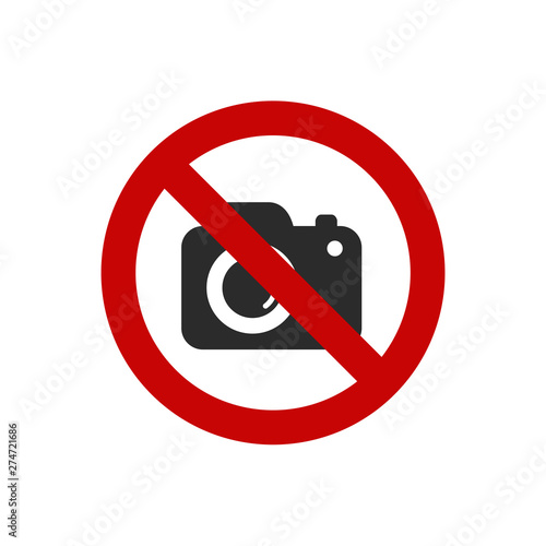 No cameras allowed icon template black color editable. No taking pictures symbol Flat vector sign isolated on white background. Simple logo vector illustration for graphic and web design.
