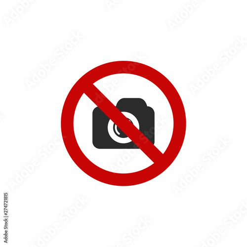 No cameras allowed icon template black color editable. No taking pictures symbol Flat vector sign isolated on white background. Simple logo vector illustration for graphic and web design.