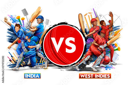 illustration of batsman player playing cricket championship sports 2019