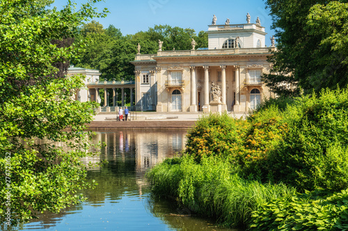 Lake And Palace In Lazienki Park In Warsaw