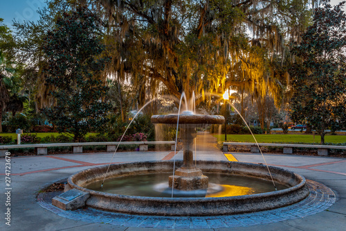 Fountain from Thomas Center in Gainesville at dusk photo