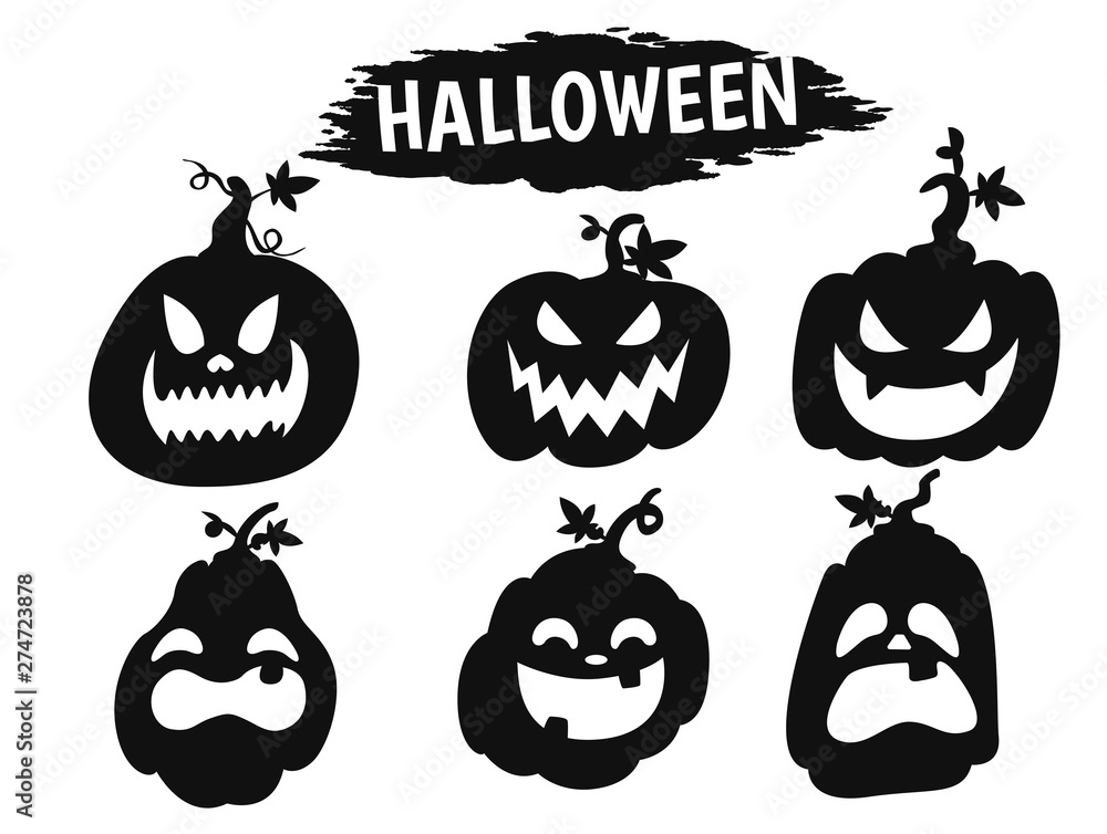Obraz premium Pumpkin carving icon is a ghost shadow image during the Halloween season.