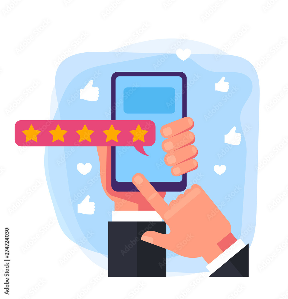 Feedback rating mobile app concept. Vector design graphic flat cartoon illustration Feedback rating mobile app concept. Vector design graphic flat cartoon illustration