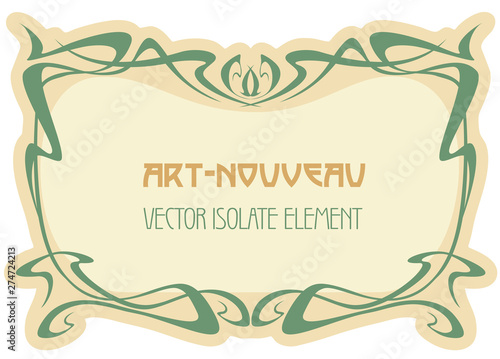 Art nouveau abstract framework from the bound lines. Vector isolate element for your design. Vintage frame. label.