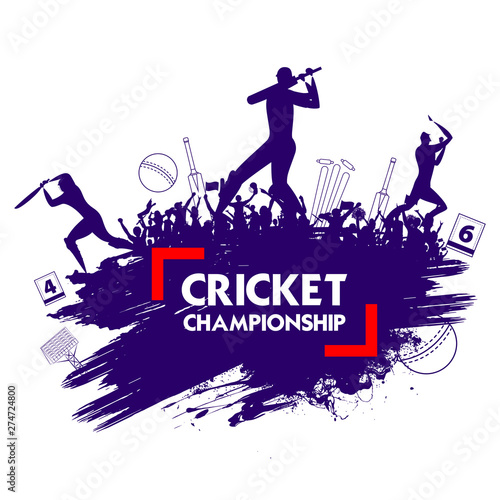 illustration of batsman player playing cricket championship sports 2019