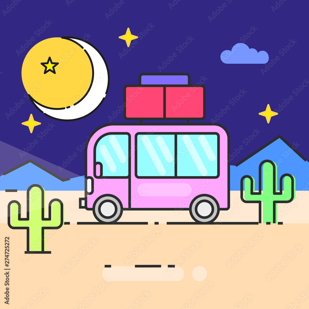 Obraz premium Bus travel the world illustration for your needs
