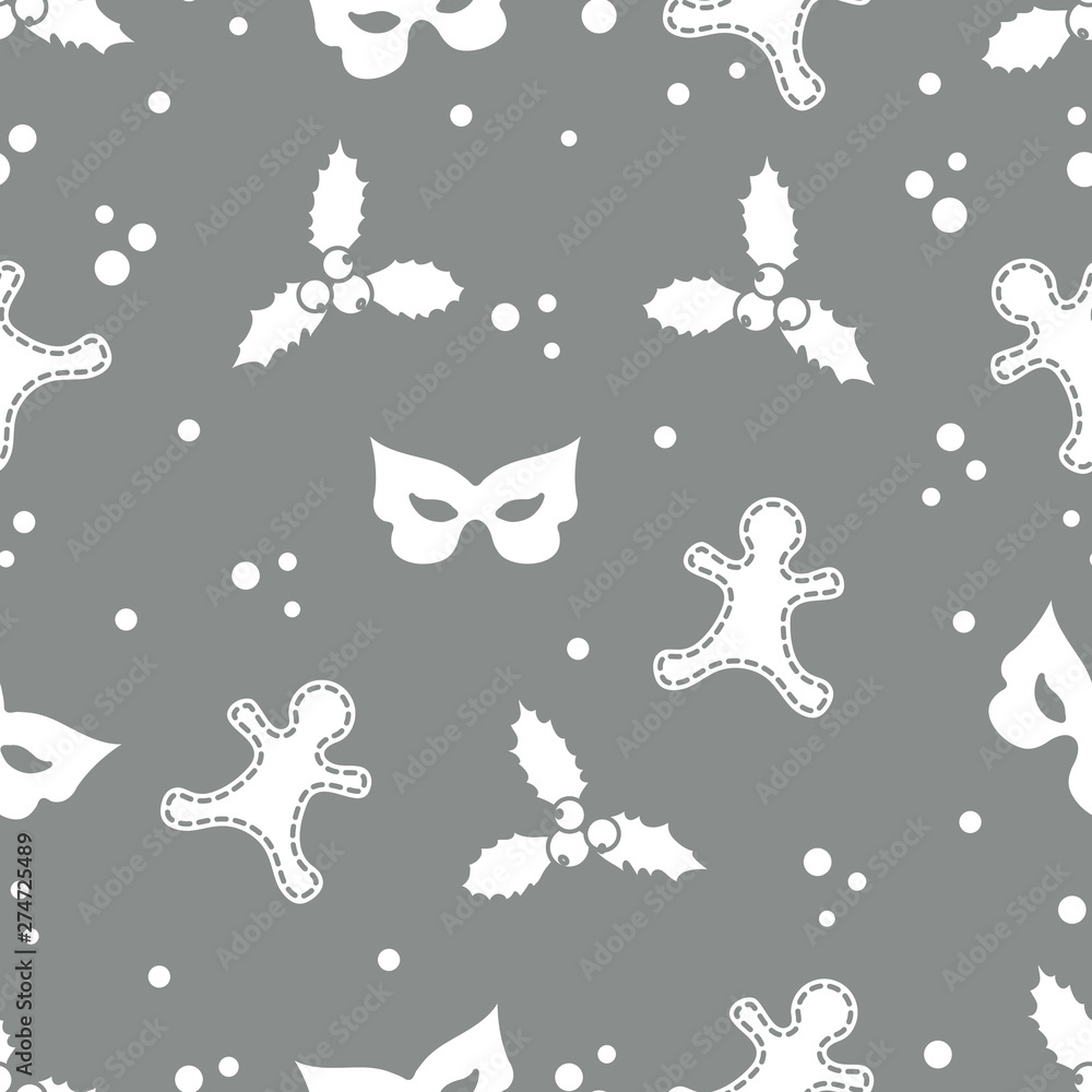 Christmas and New Year 2019 seamless pattern.