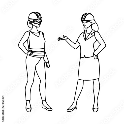 female engineers workers avatars characters