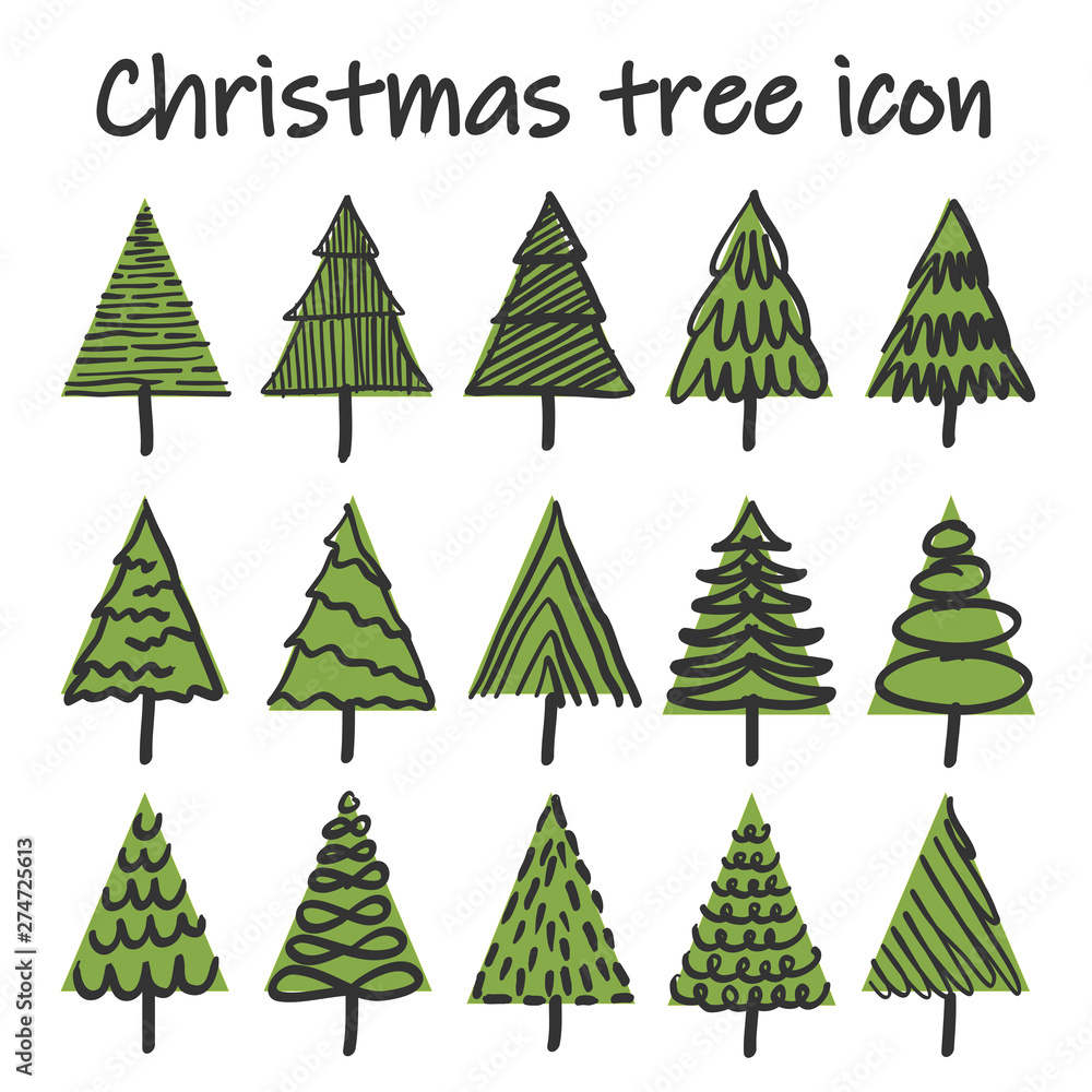 Christmas tree Hand drawing, doodle, green, line Christmas tree Hand drawing, doodle, green, line