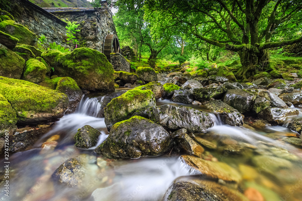 Obraz premium Old Watermill in Borrowdale, The Lake District, Cumbria, England