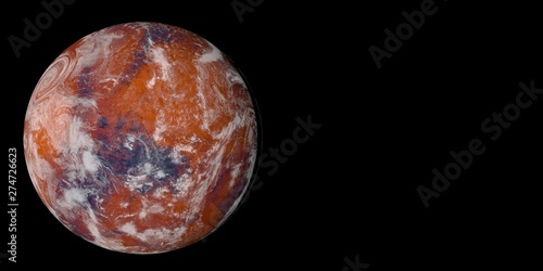 Extremely detailed and realistic high resolution 3d illustration of a terraformed terraforming Mars like red Planet. Shot from Space. Elements of this image are furnished by Nasa.