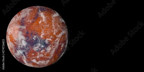 Extremely detailed and realistic high resolution 3d illustration of a terraformed terraforming Mars like red Planet. Shot from Space. Elements of this image are furnished by Nasa. photo