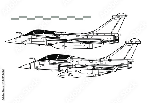 Dassault RAFALE. Outline vector drawing