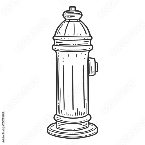 Fire hydrant. Vector concept in doodle and sketch style.