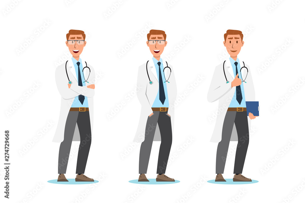 Set of doctor cartoon characters. Medical staff team concept Set of doctor cartoon characters. Medical staff team concept