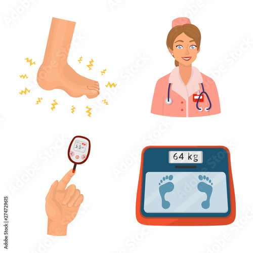 Isolated object of mellitus and diabetes icon. Collection of mellitus and diet stock vector illustration.